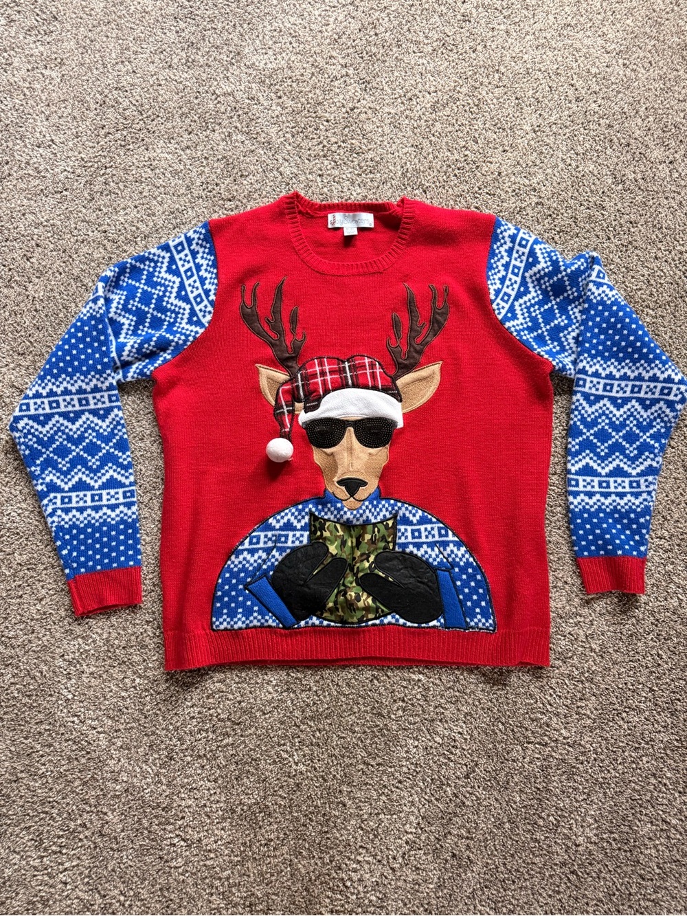 Red Reindeer Christmas Graphic Sweater